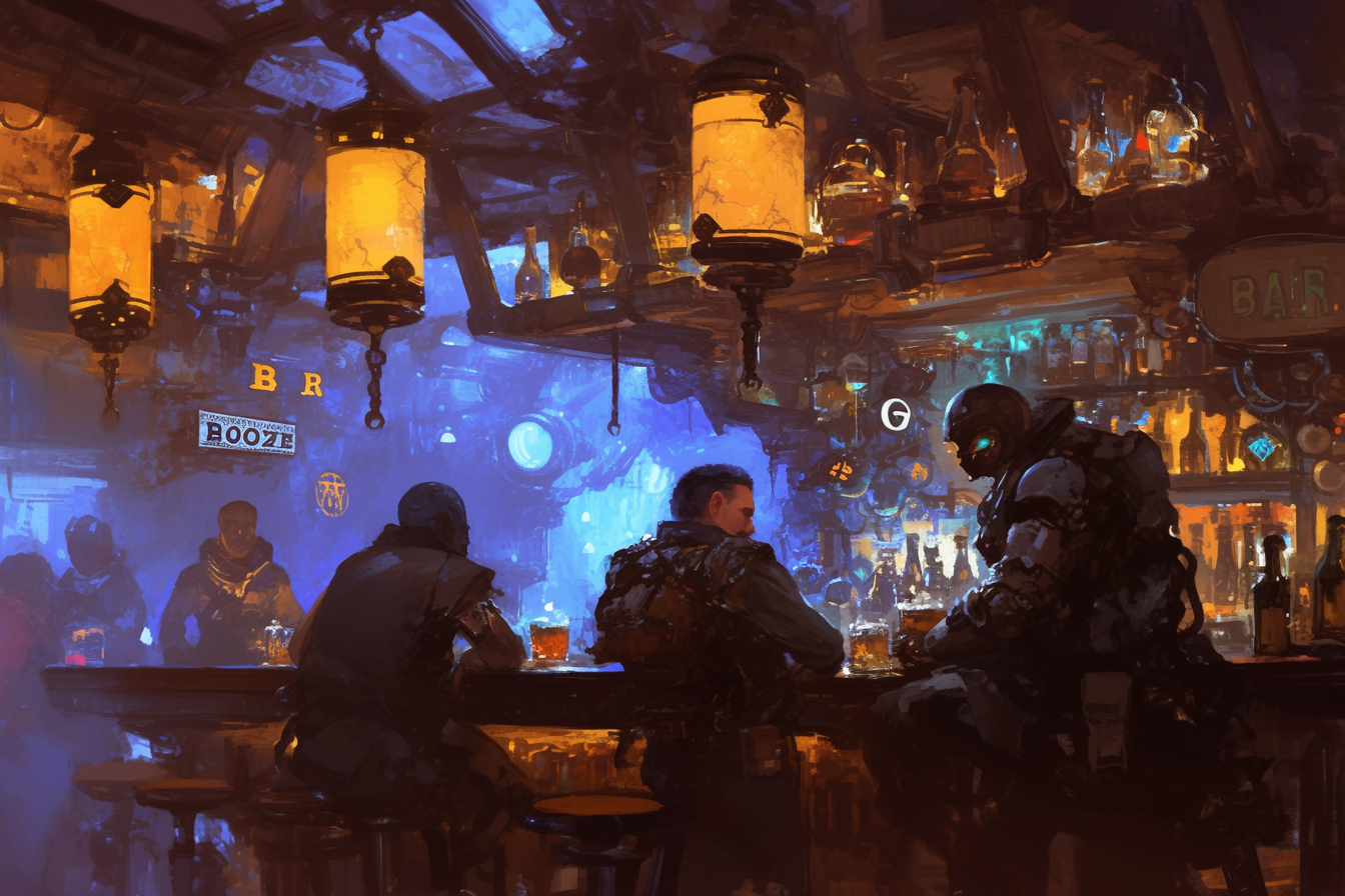 'Work hard, play hard' is a motto often heard in Delerath. After a long day of pounding steel, many enjoy a variety of drinks in the evening.